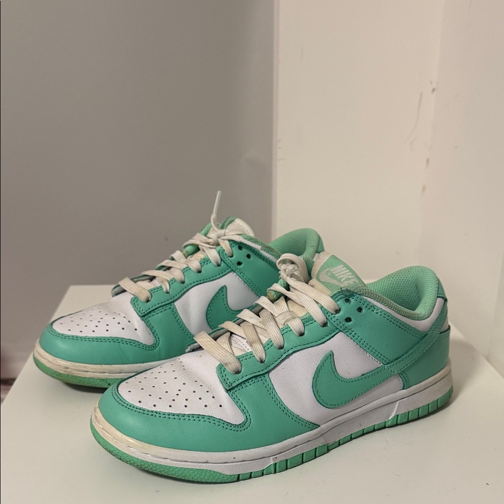 Nike Mint Green and White Low-Top Sneakers